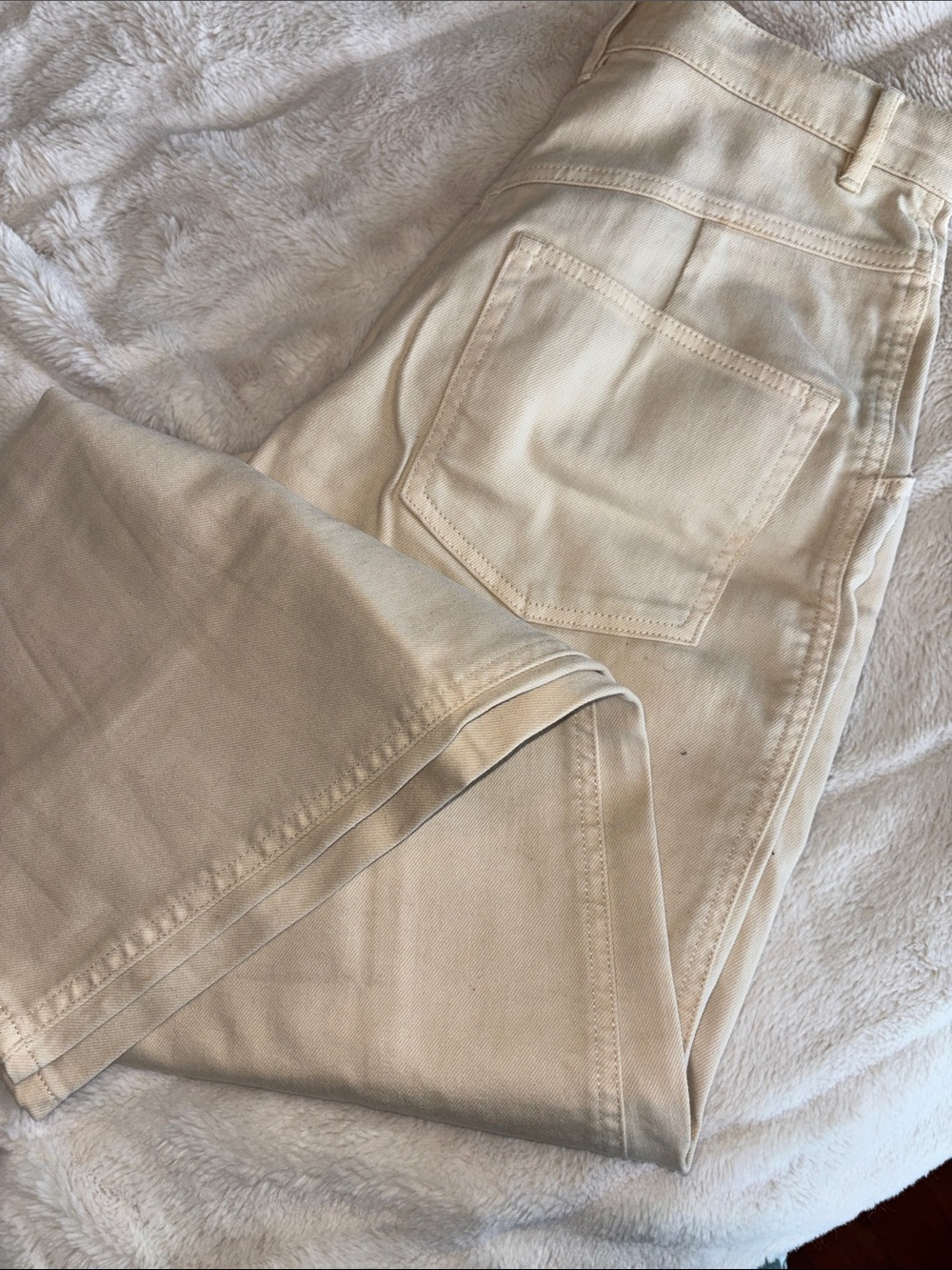 Cream Straight Leg Jeans